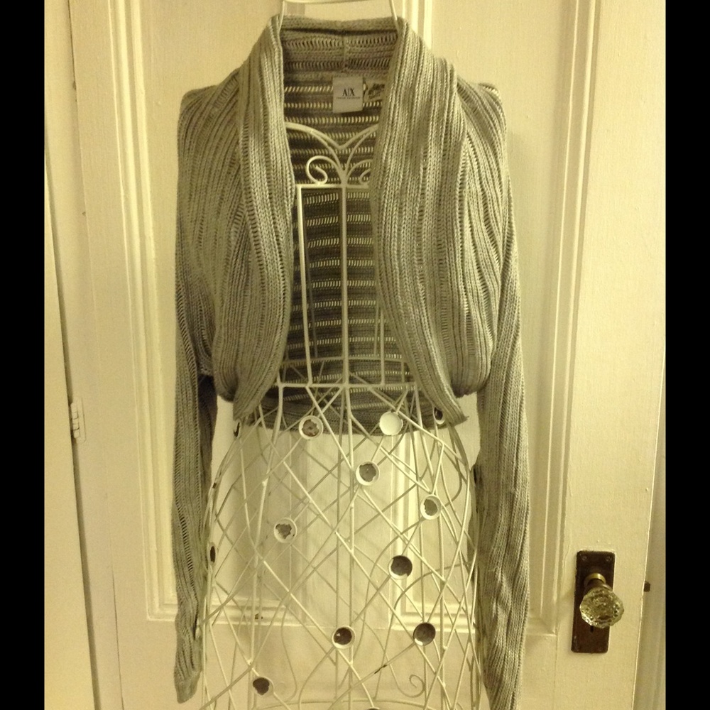 Armani exchange light gray knit bolero